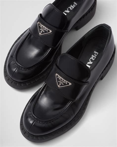 prada chocolate loafer|unlined brushed leather loafers prada.